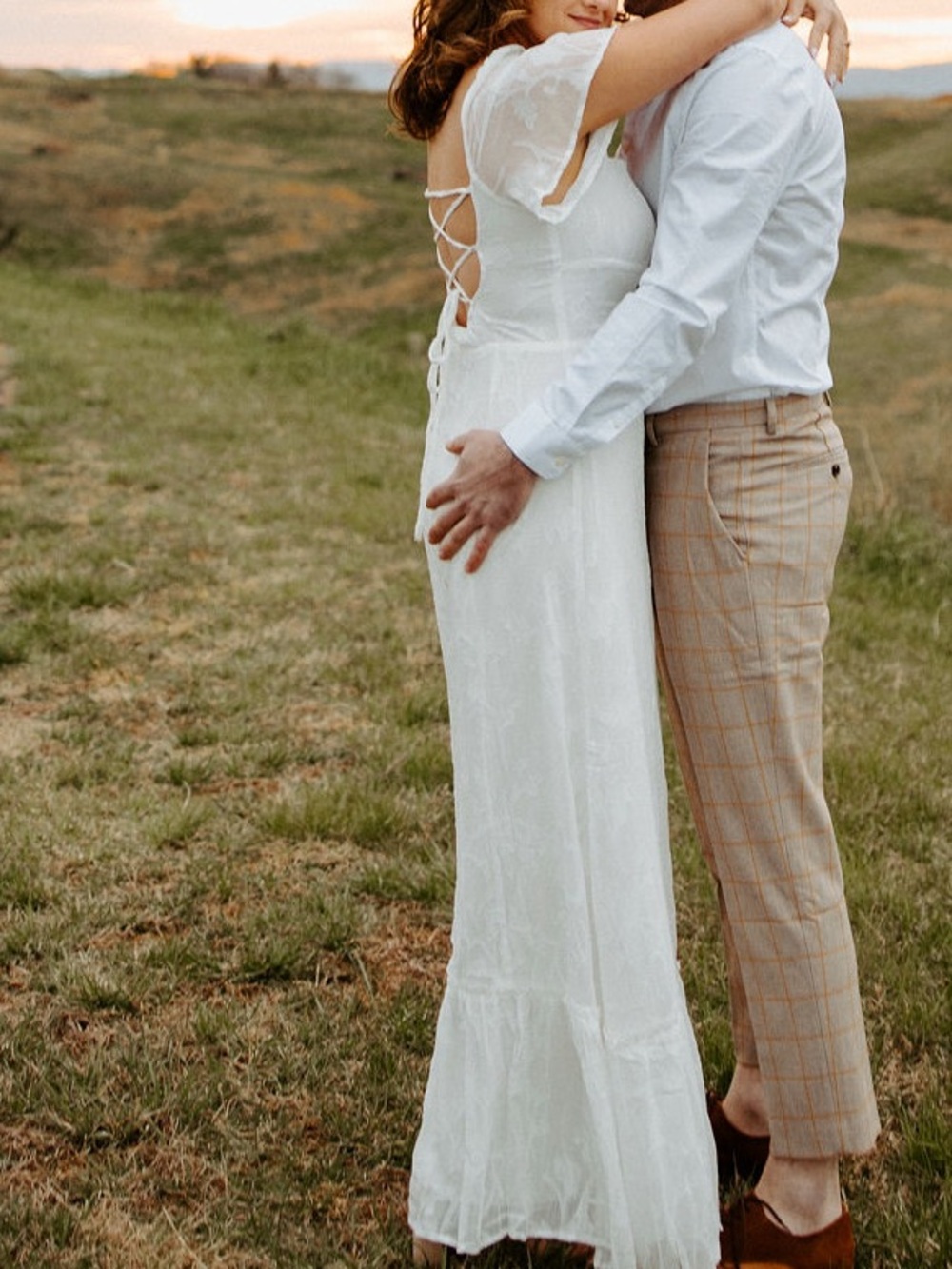 Lulus Tailor Made For You White Jacquard Lace-up Maxi Dress - Size L - Picture 3 of 4
